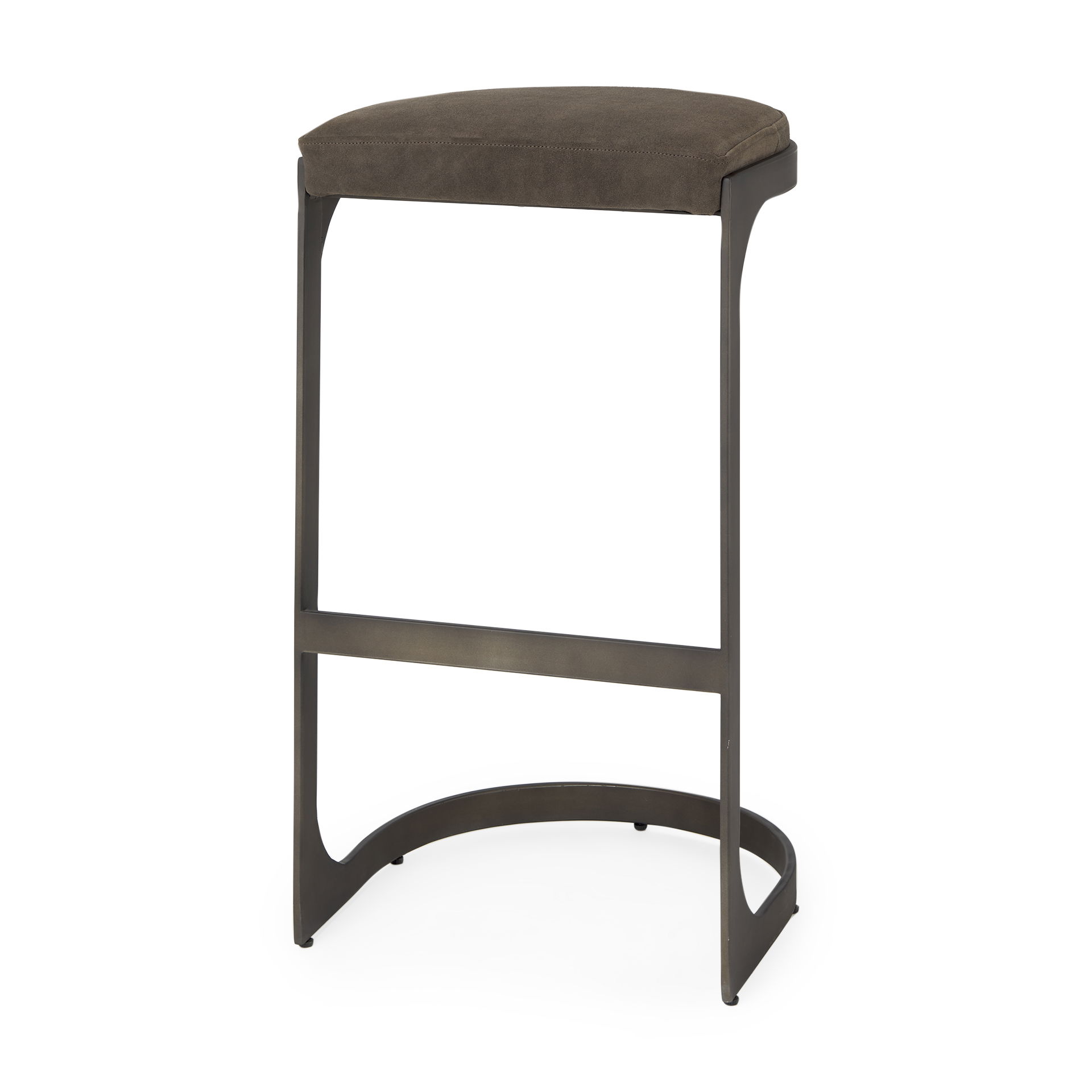 Tyson 17L x 18W x 31H Brown/Gray Suede with Metal Frame Bar Stool, Counter & Bar Stool by Mercana, 17.25" length x 17.5" width x 31" height View 1