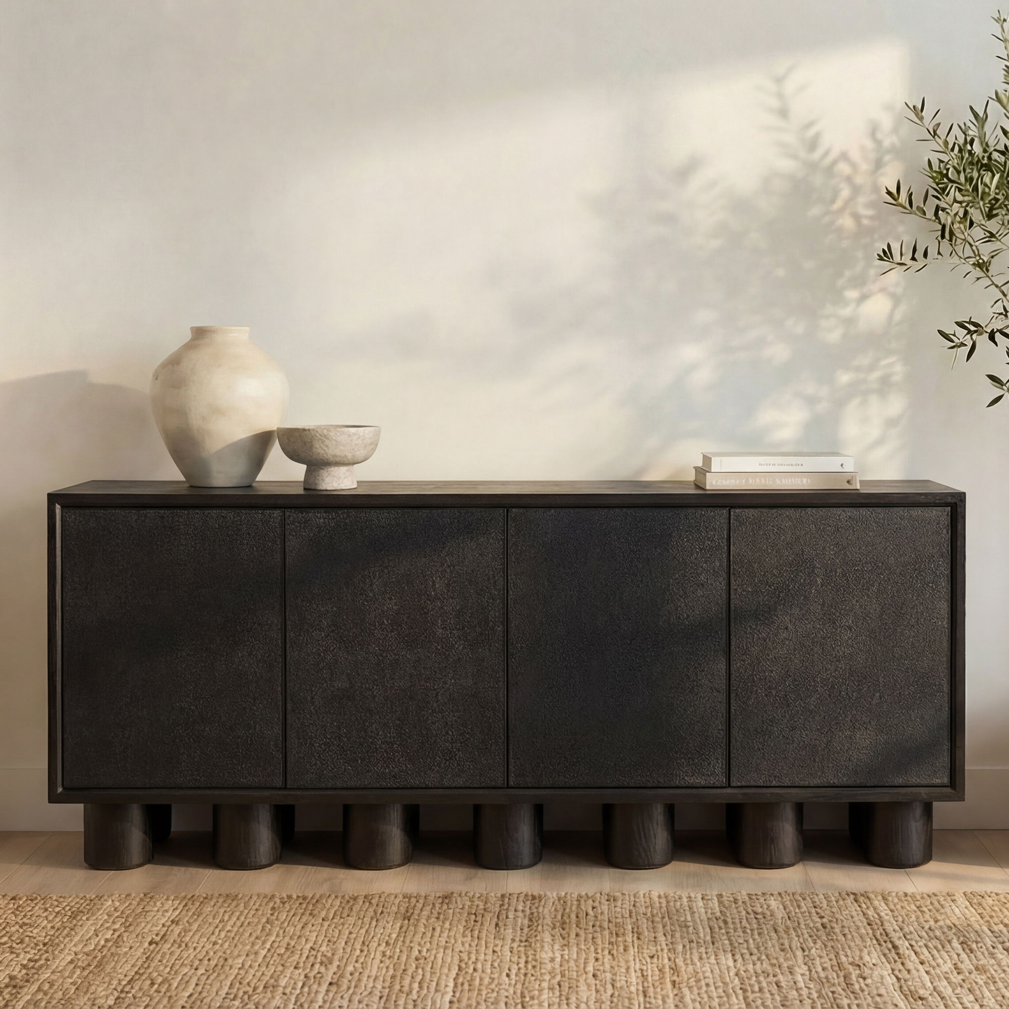 Marcelle Sideboard Black, Cabinets & Sideboard by Moe's Home, 80" width x 32.63" height x 17.75" depth View 7