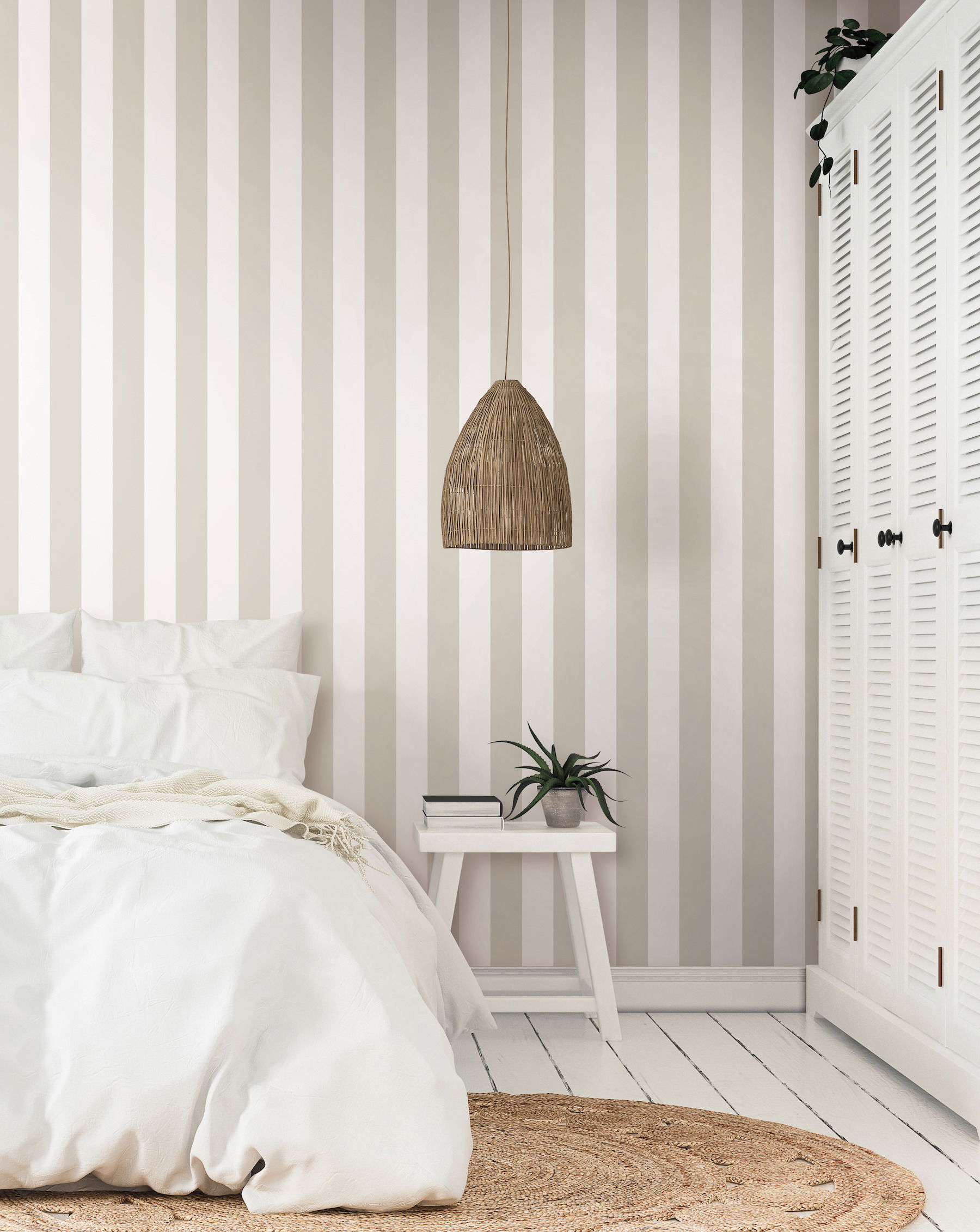Awning Stripe Cream Wallpaper large image 