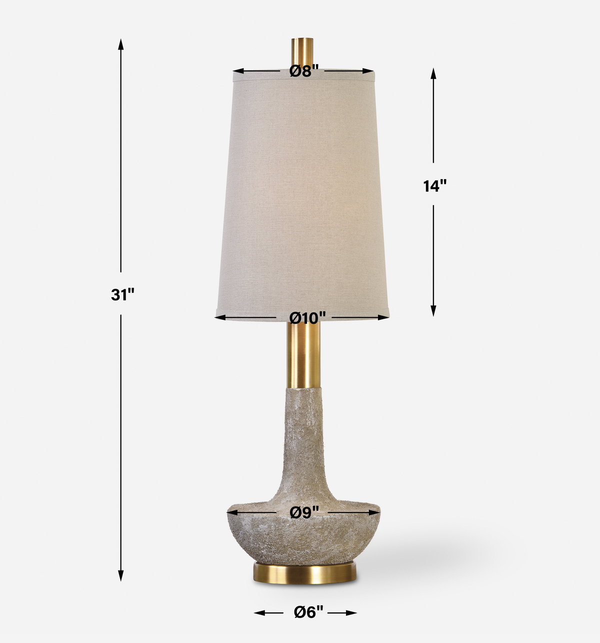 Volongo Stone Ivory Buffet Lamp, Table Lamp by Uttermost, 10" width x 31" height x 10" depth View 3
