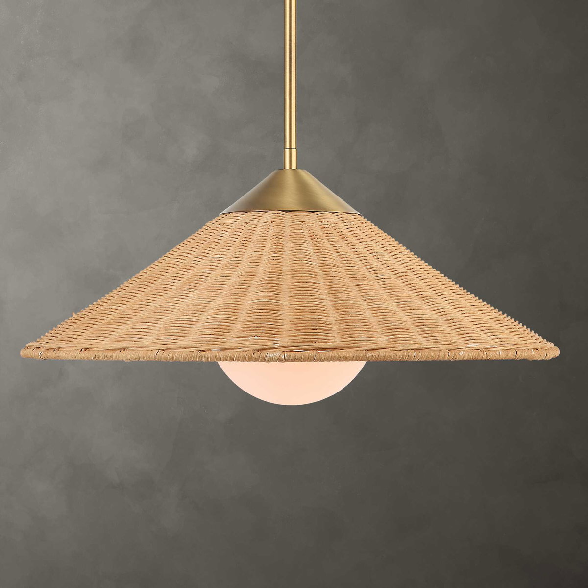 Phuvinh 1 Light Rattan Shade Pendant, by Uttermost, 1'8" width x 9.5" height x 1'8" diameter x 1'8" depth View 2