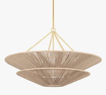 Online Designer Bedroom Thea Natural Abaca Rope Chandelier, Gold Leaf