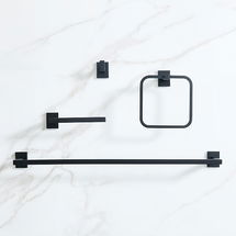 Online Designer Bathroom Abbington Bath Hardware, Set of 4, Matte Black, 24" Towel Bar, Hook, Towel Ring, Tissue Holder