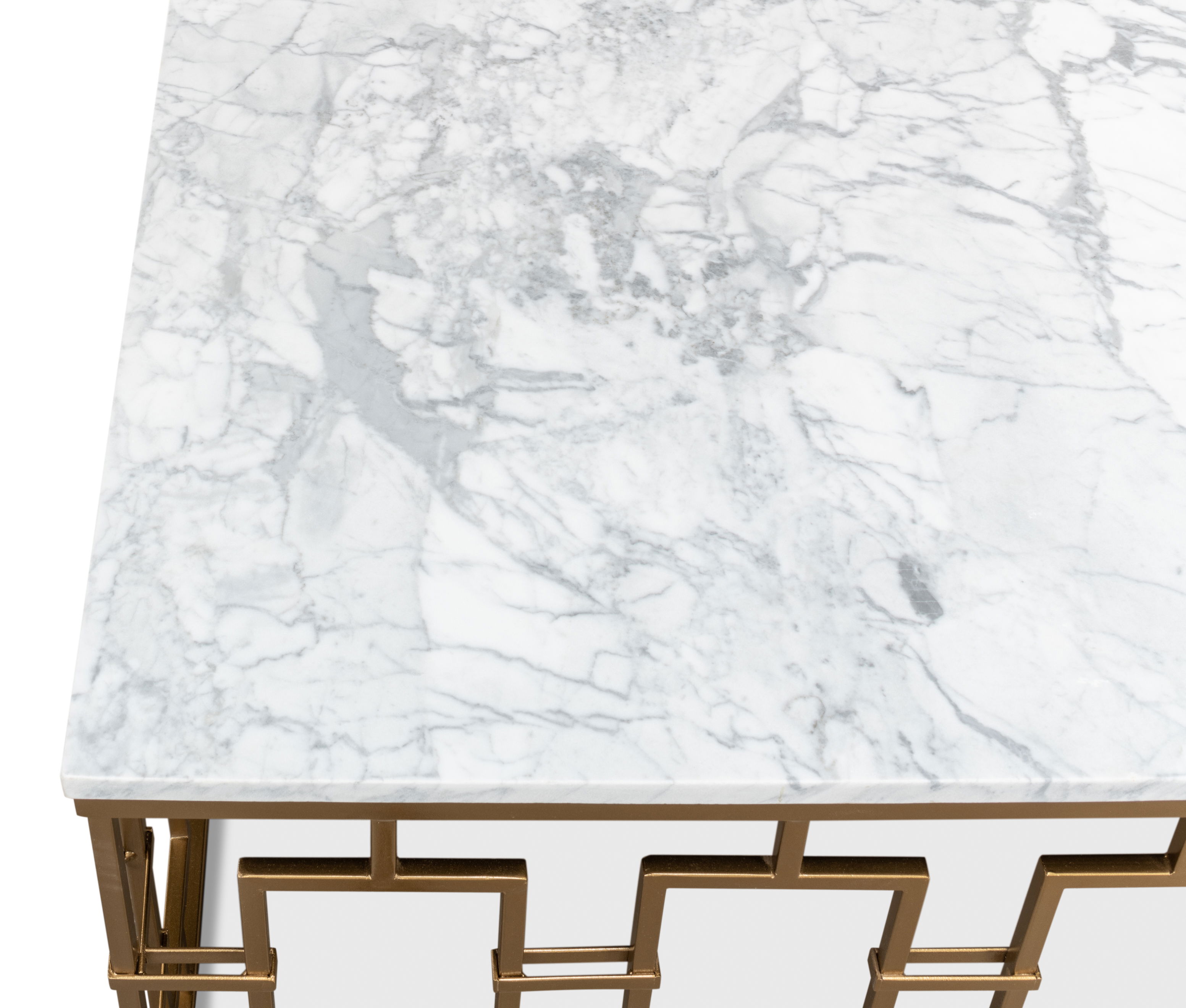 Brass Gate Cocktail Table W/ Wht Marble large image 