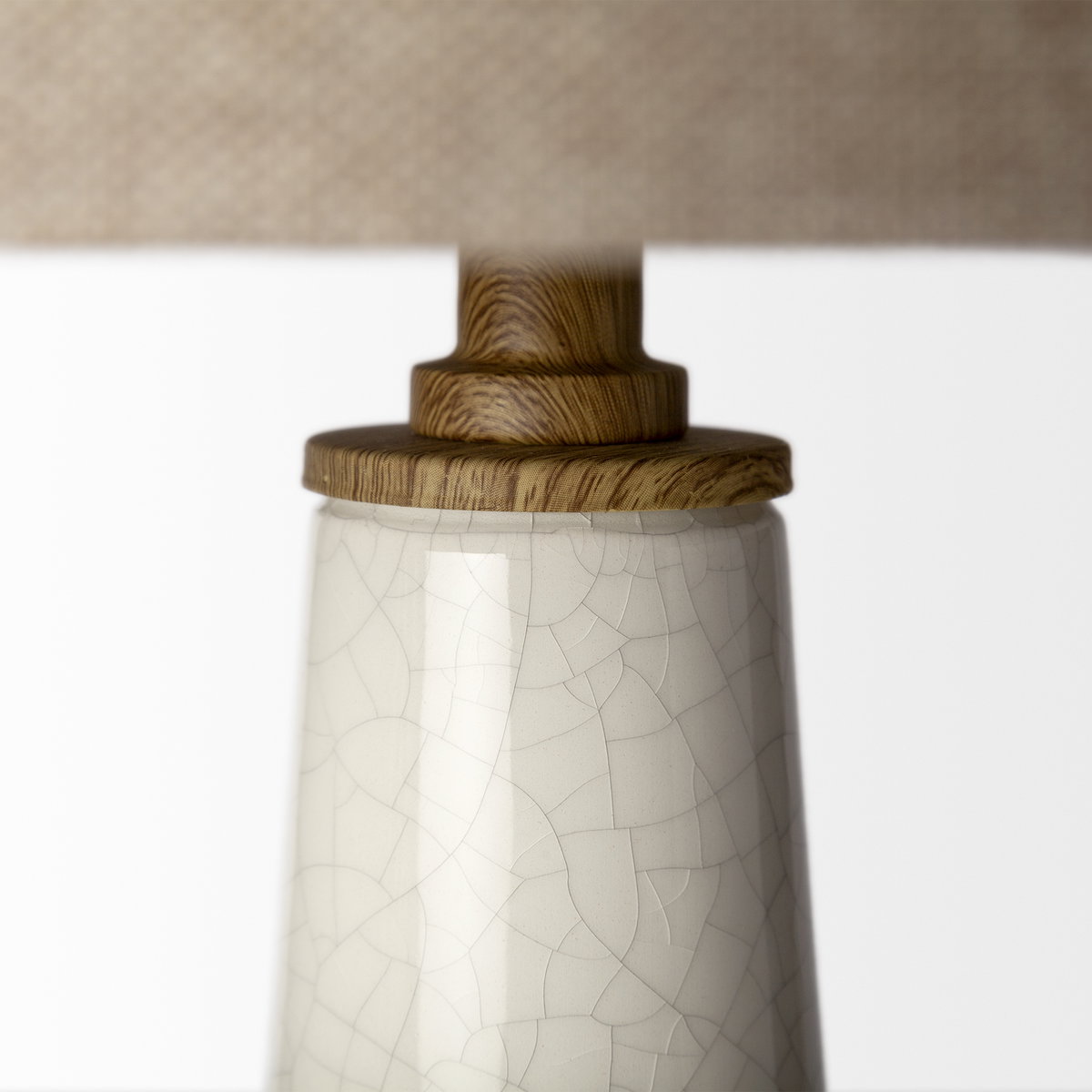 Rebecca (28.5'H) White Crackled Ceramic Base Wood Accent Table Lamp, by Mercana, 14" length x 11" width x 28.5" height View 6