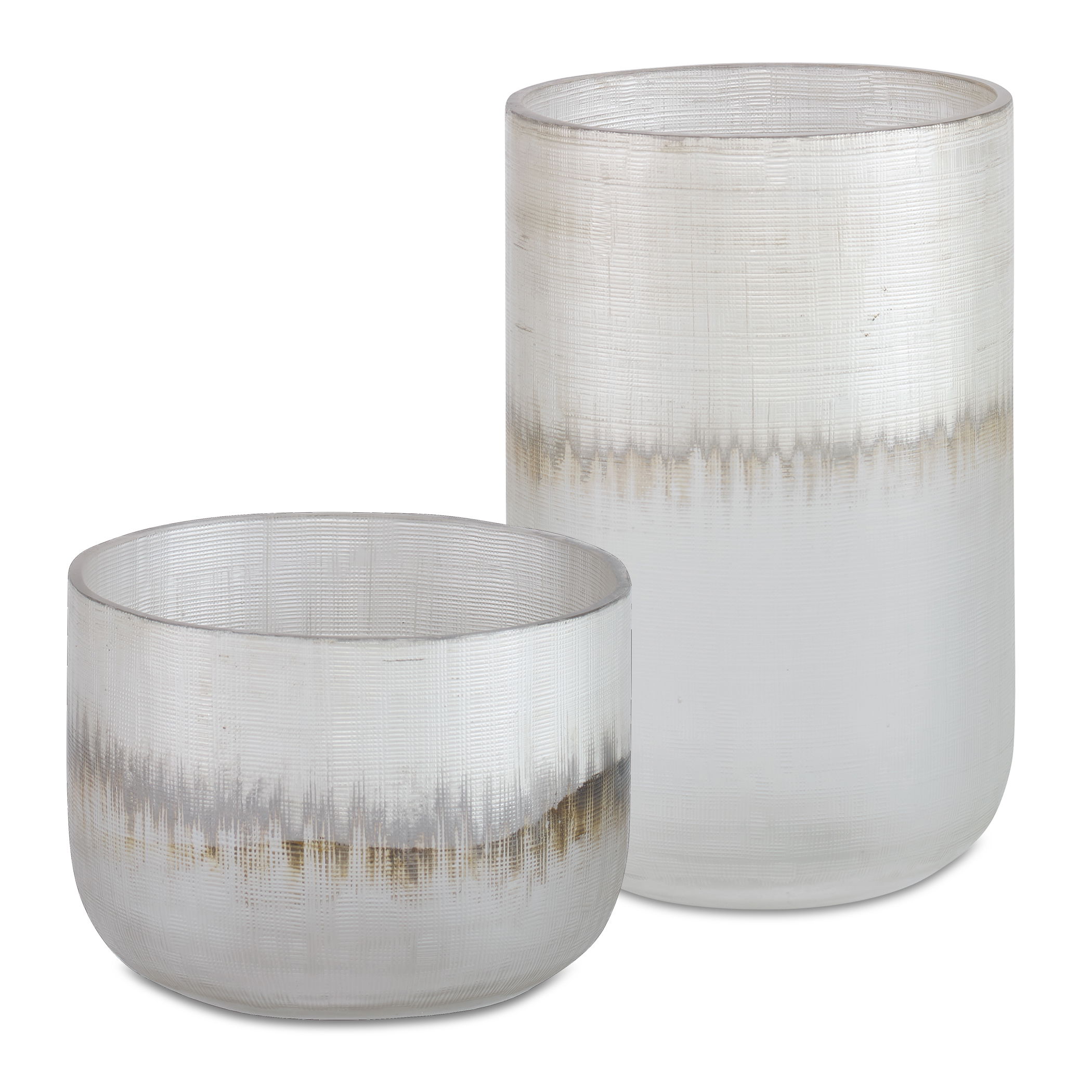 Frost Silver Drip Glass Vases, Set/2 large image 