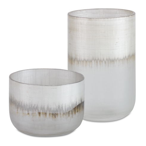 Frost Silver Drip Glass Vases, Set/2
