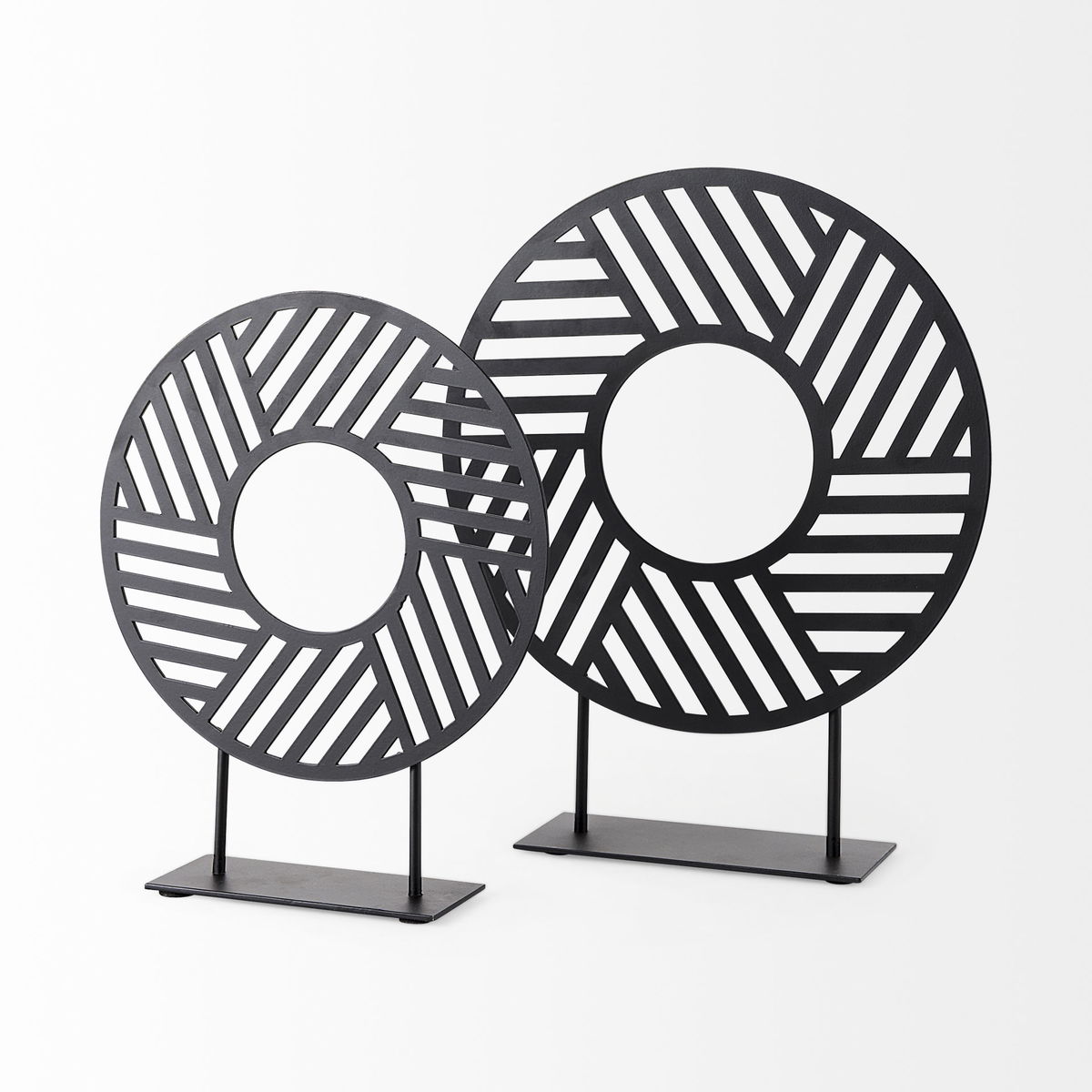 Micra  Matte Black Metal Decorative Object on a Stand, by Mercana, 11.02" length x 2.99" width x 13.39" height View 9