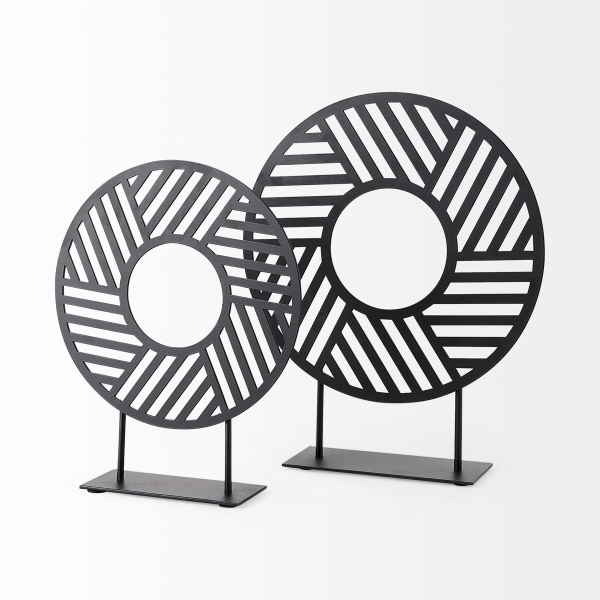 Micra  Matte Black Metal Decorative Object on a Stand, by Mercana, 11.02" length x 2.99" width x 13.39" height View 9