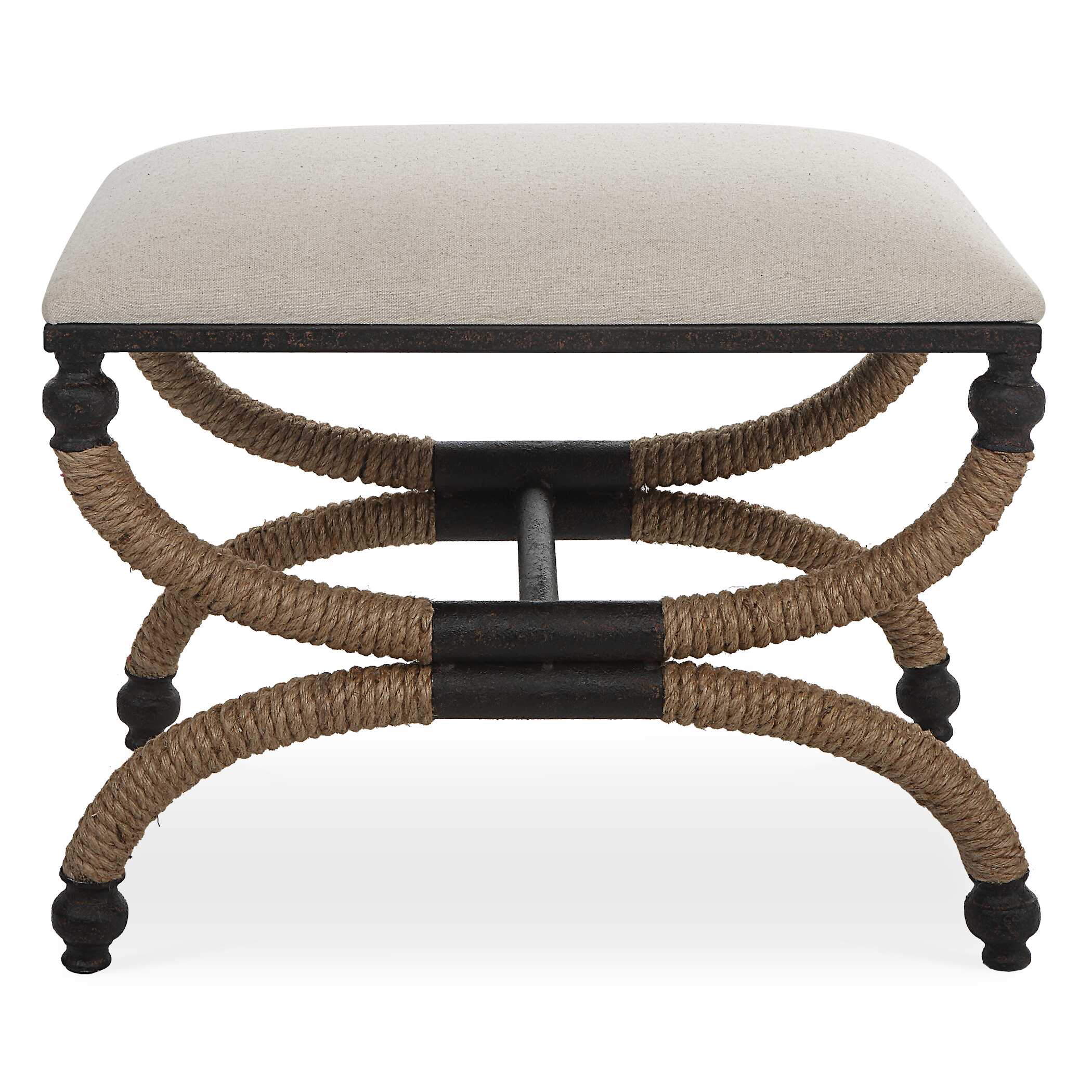 Icaria Upholstered Small Bench, Furniture by Uttermost, 23.5" width x 19.5" height x 15.75" depth View 1
