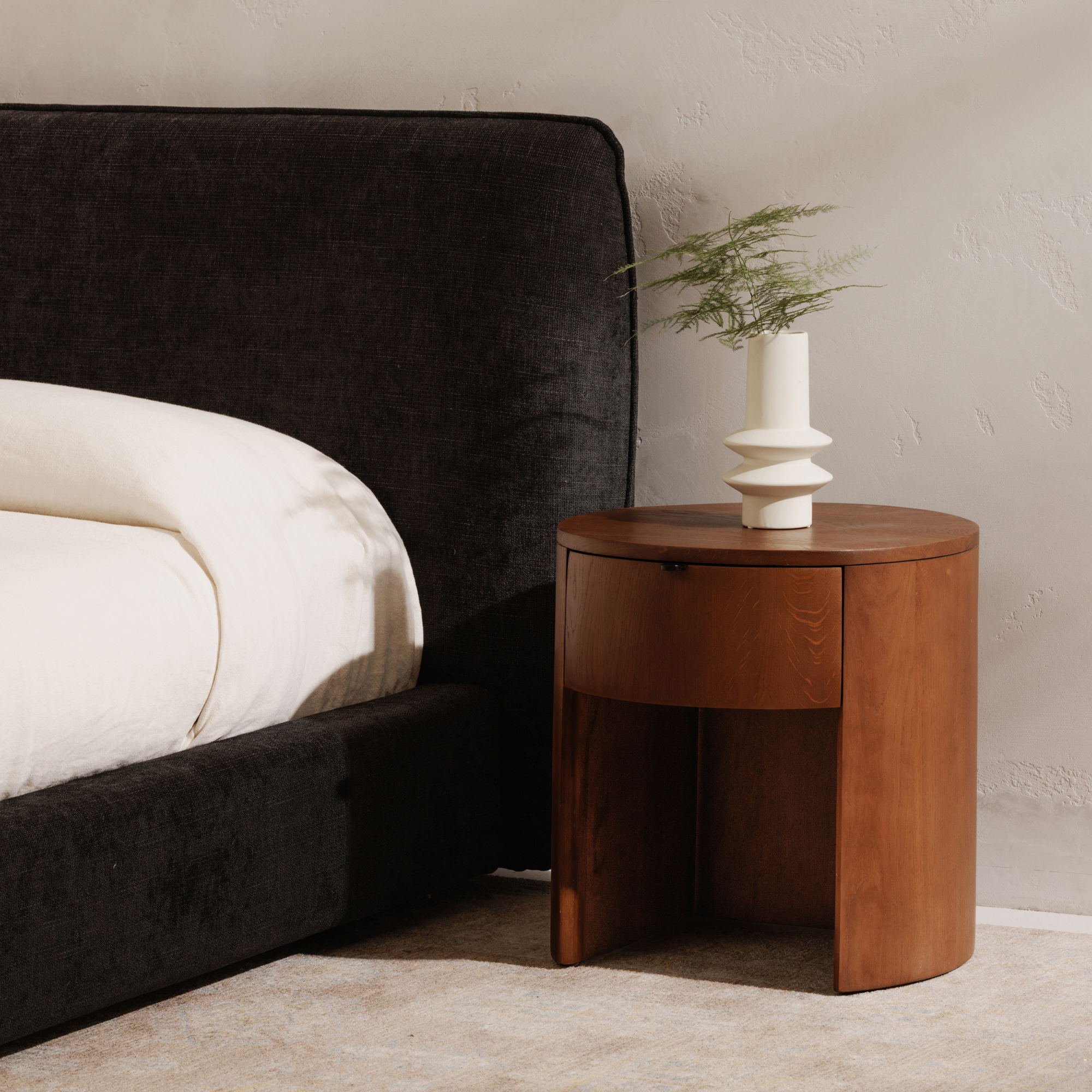 Theo One Drawer Nightstand Brown, by Moe's Home, 19" width x 18.5" height x 19" depth View 10