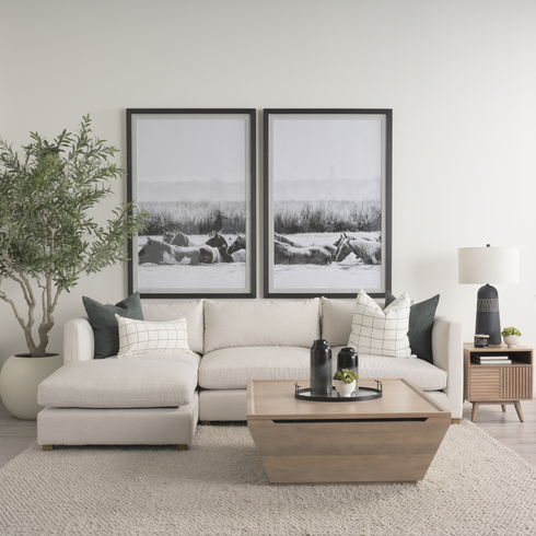 Halston 4 Piece (with 1 x Ottoman) Oatmeal Chaise Sofa Set
