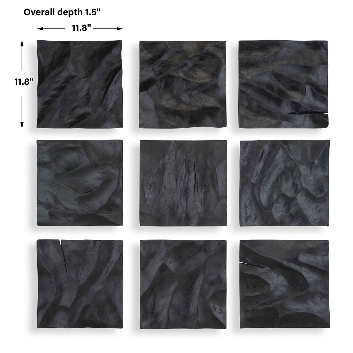 Malosi Black Wood Wall Decor Set/9, Art by Uttermost, 11.8" width x 11.8" height x 1.5" depth View 3