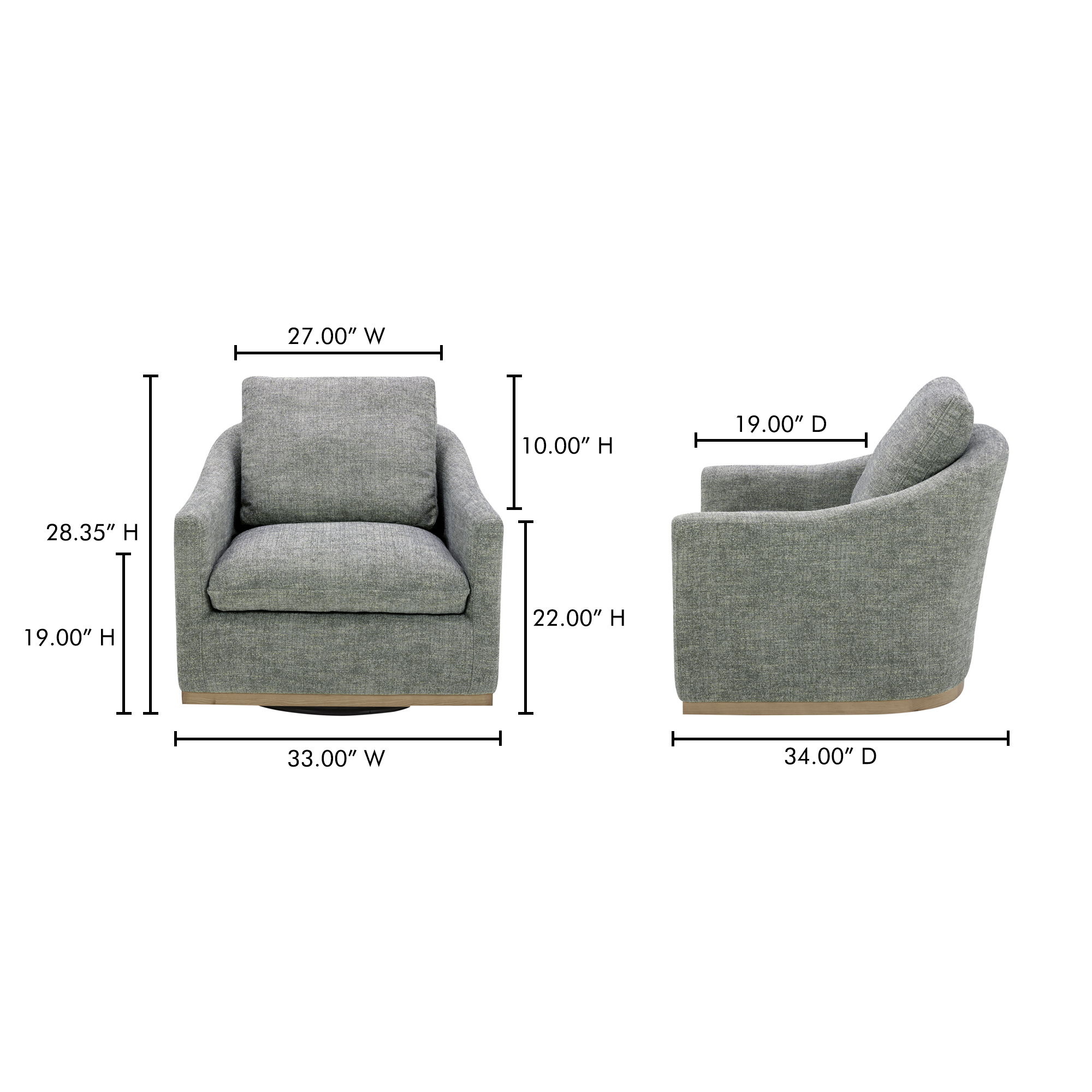 Linden Swivel Chair Slated Moss large image 