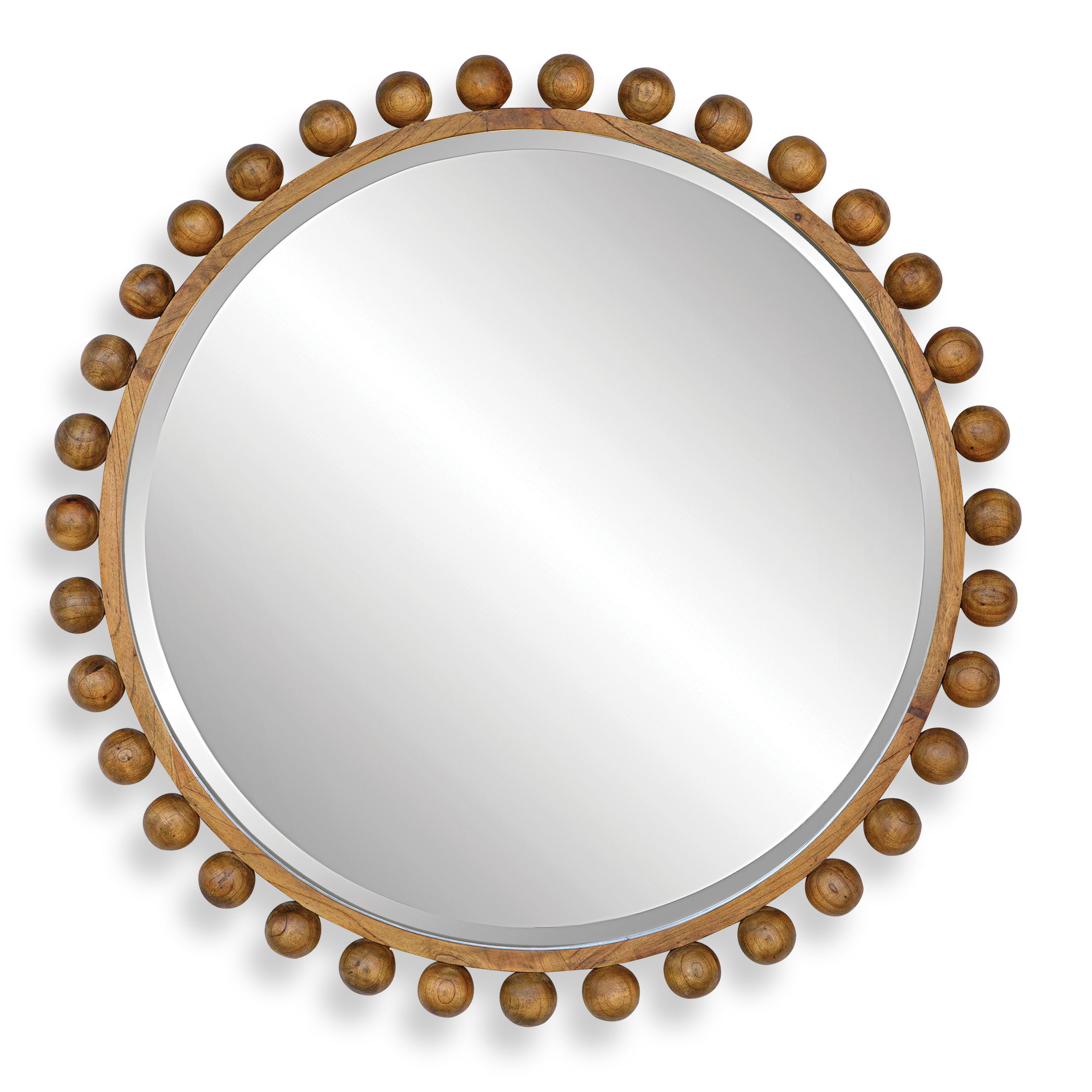 Cyra Wood Beaded Round Mirror large image 