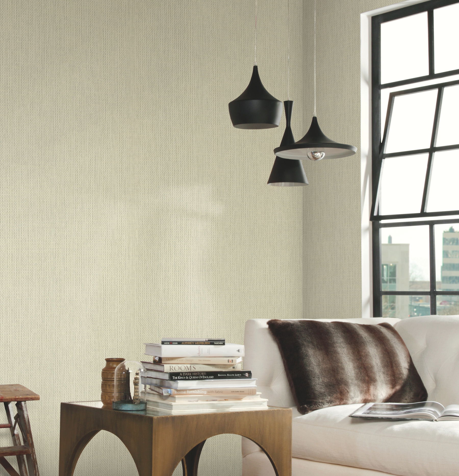 Petite Metro Tile White Wallpaper large image 