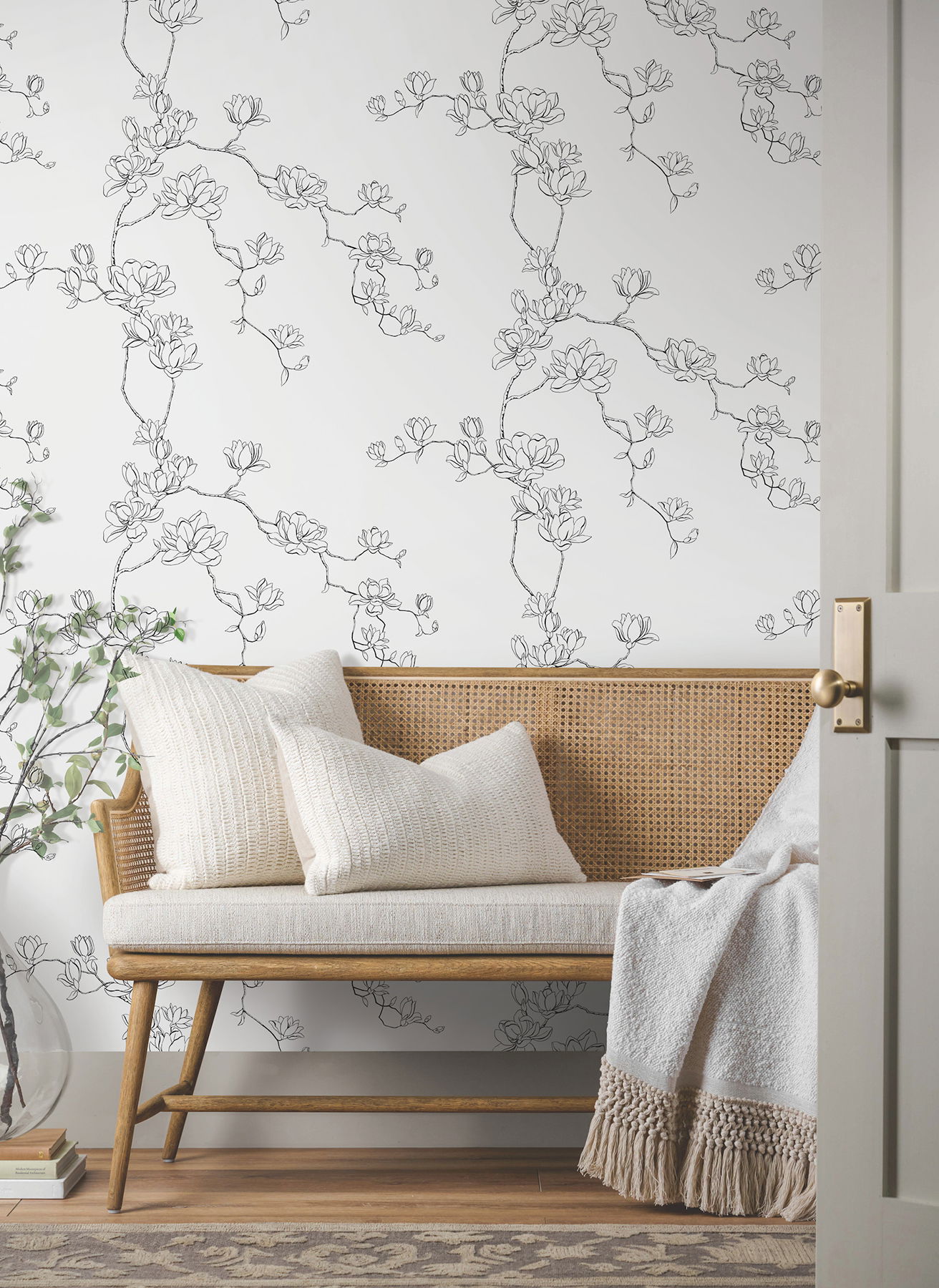 Magnolia Black Branches Wallpaper large image 
