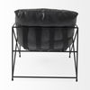 Leonidas 28.5L x 29.5W x 34.0H  Black Faux Leather Seat with Black Metal Frame Accent Chair thumbnail 8