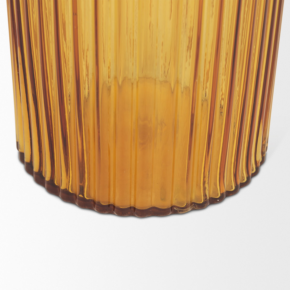 Dawn 11.4' Ribbed Amber Glass Vase, by Mercana, 6.1" length x 6.1" width x 11.42" height View 7