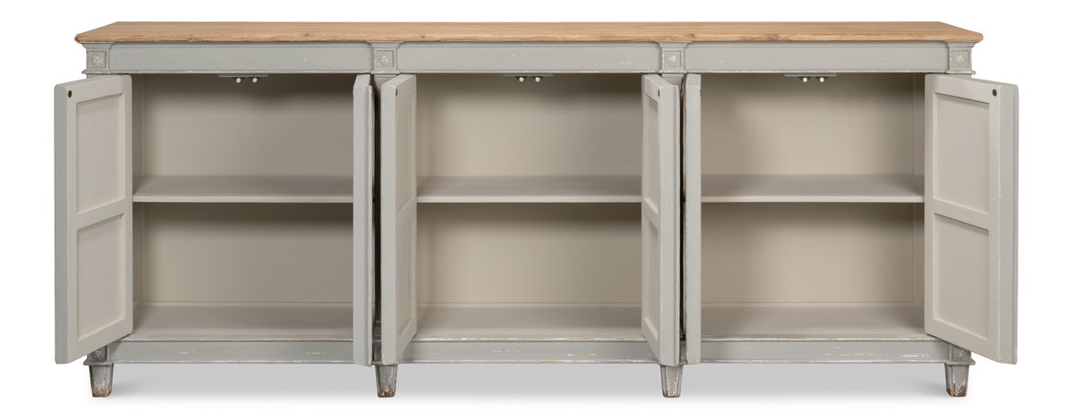 Marksman Sideboard Antique Muted Grey, by Sarreid, 1'8" length x 8' width x 3'3" height View 9