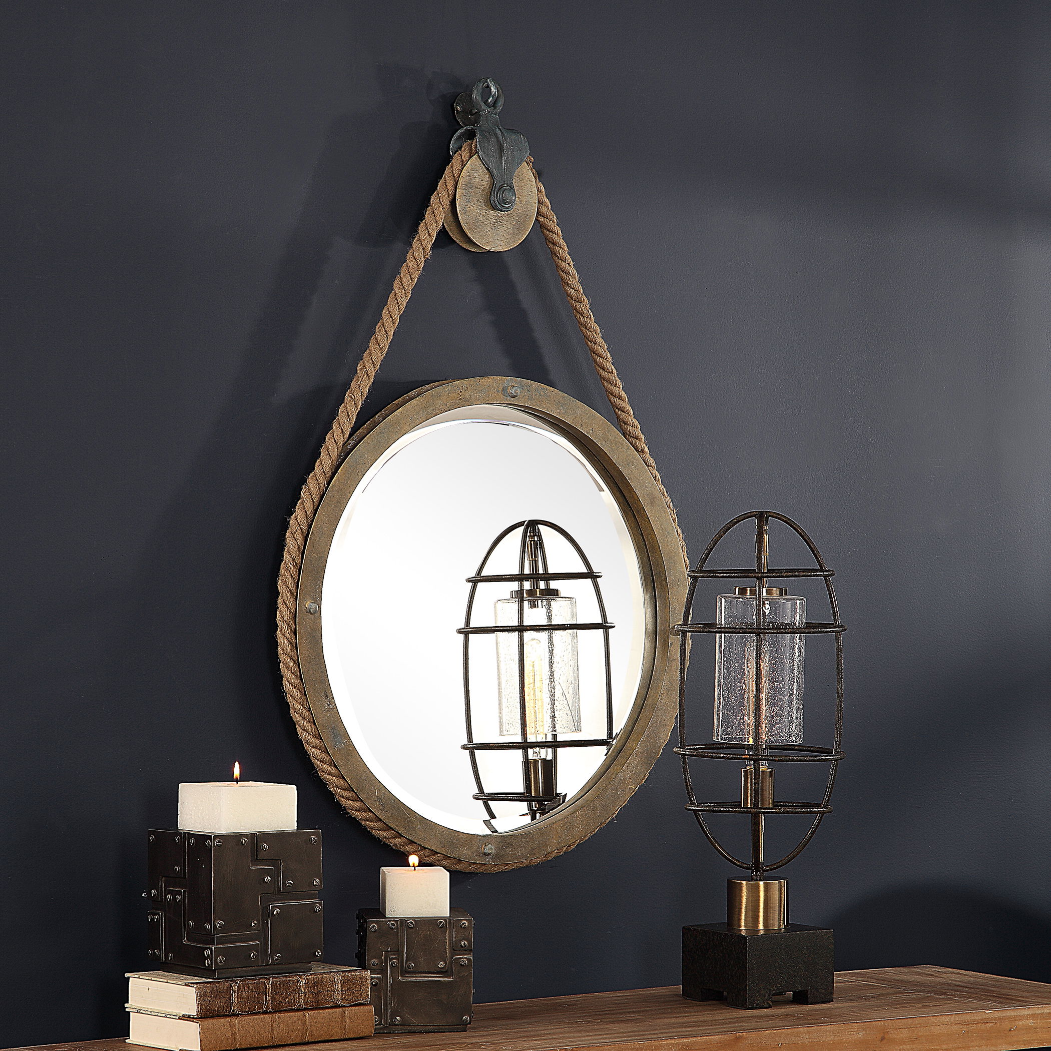 Melton Round Pulley Mirror large image 