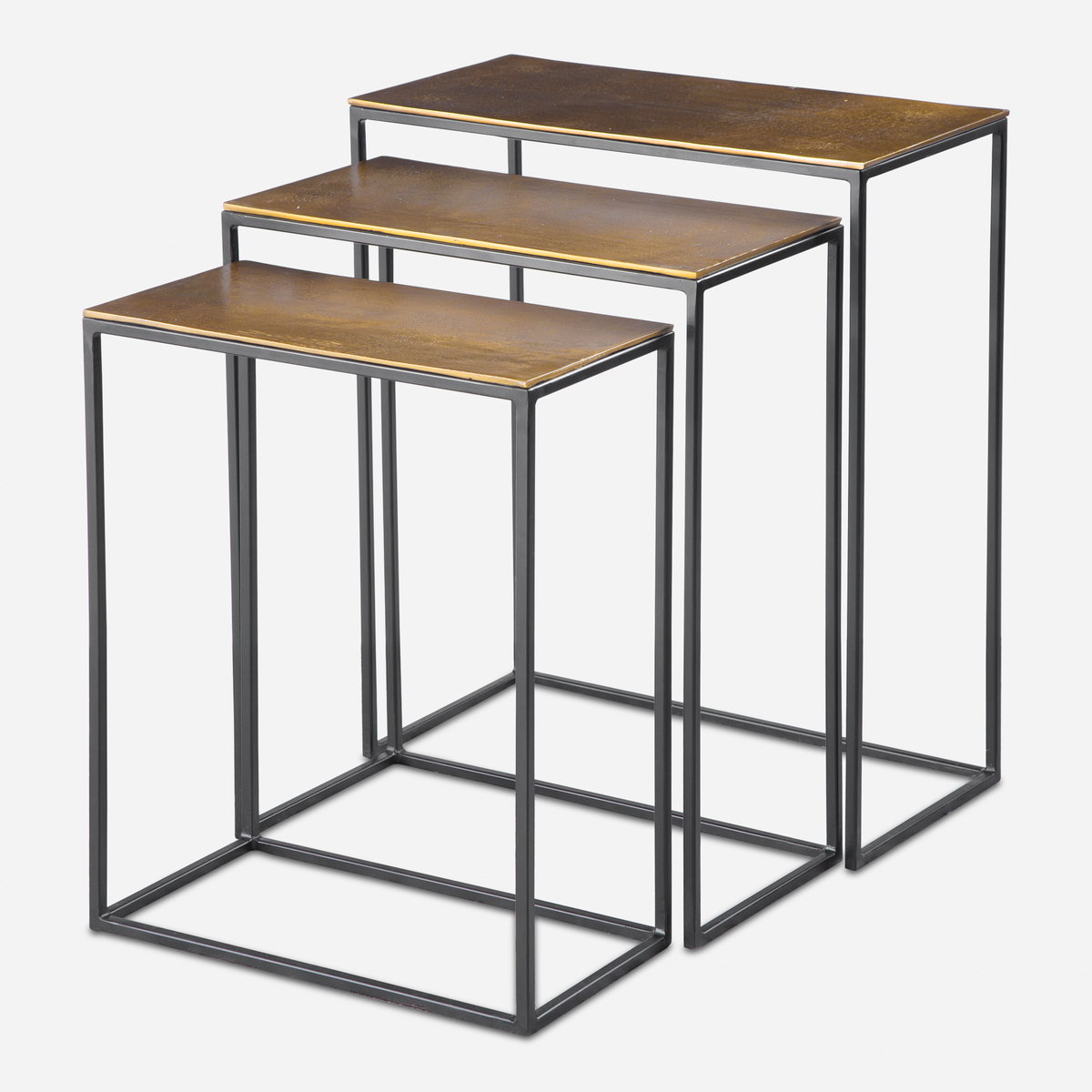 Coreene Gold Nesting Tables Set/3, Side & End Table by Uttermost, 21" width x 25.5" height x 11" depth View 1