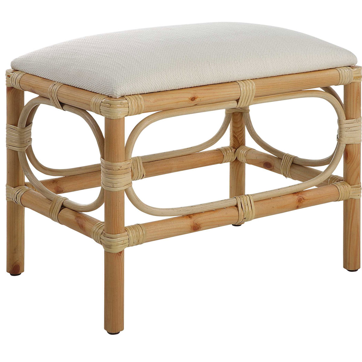 Laguna Small White Bench, Furniture by Uttermost, 24" width x 20" height x 16" depth View 5