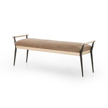 Online Designer Bedroom Oak & Stainless Steel 59" Leather Bench, Palermo Drift