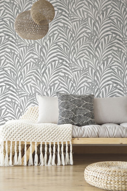 Tea Leaves Stripe Cream & Black Wallpaper