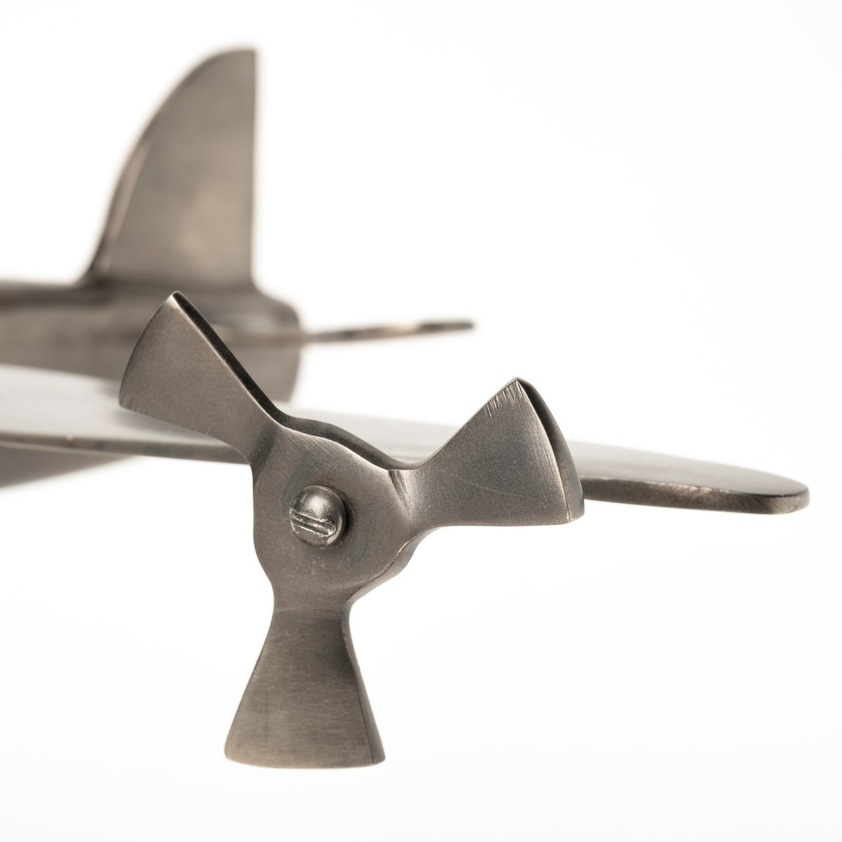 Maverick I 12L x 16W Gray Metal Bomber Plane, Decorative Object by Mercana, 11.81" length x 16.14" width x 11.02" height View 9