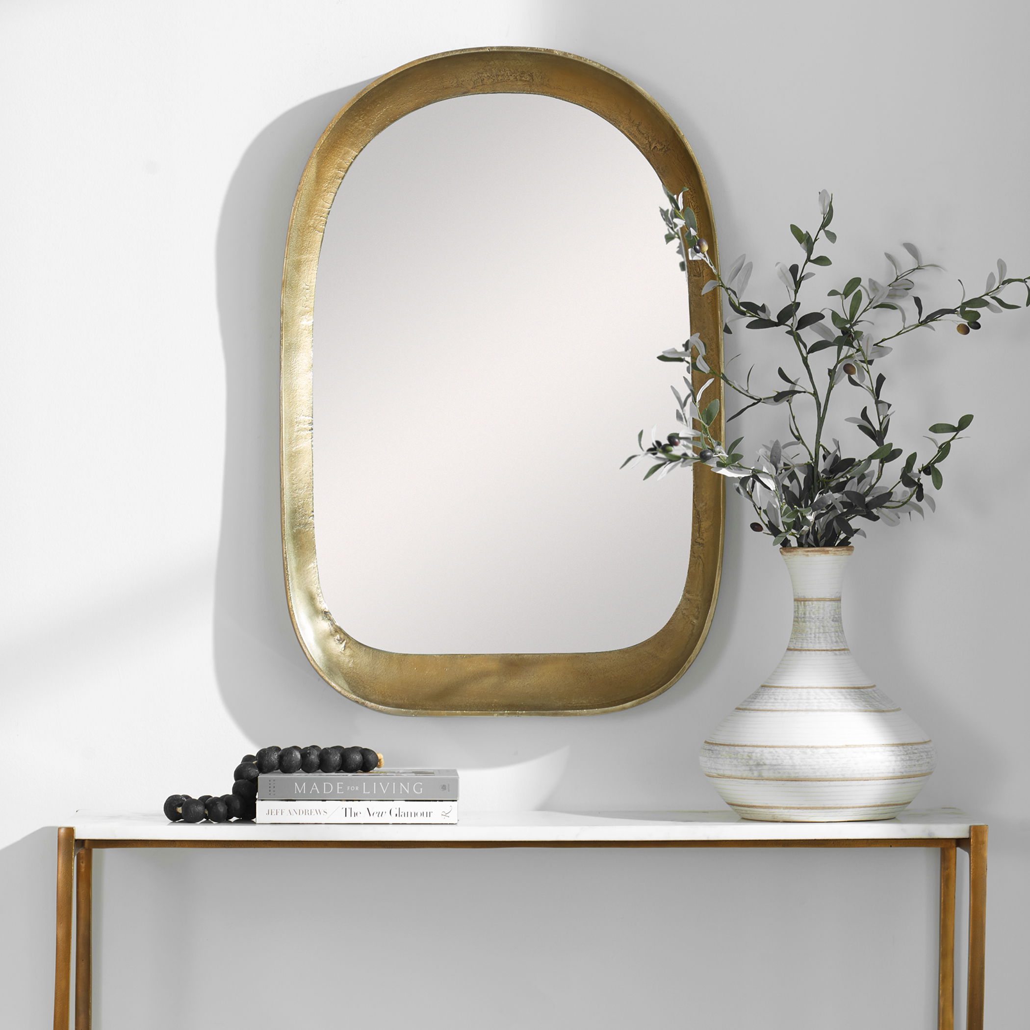 Bradano Brass Arch Mirror large image 