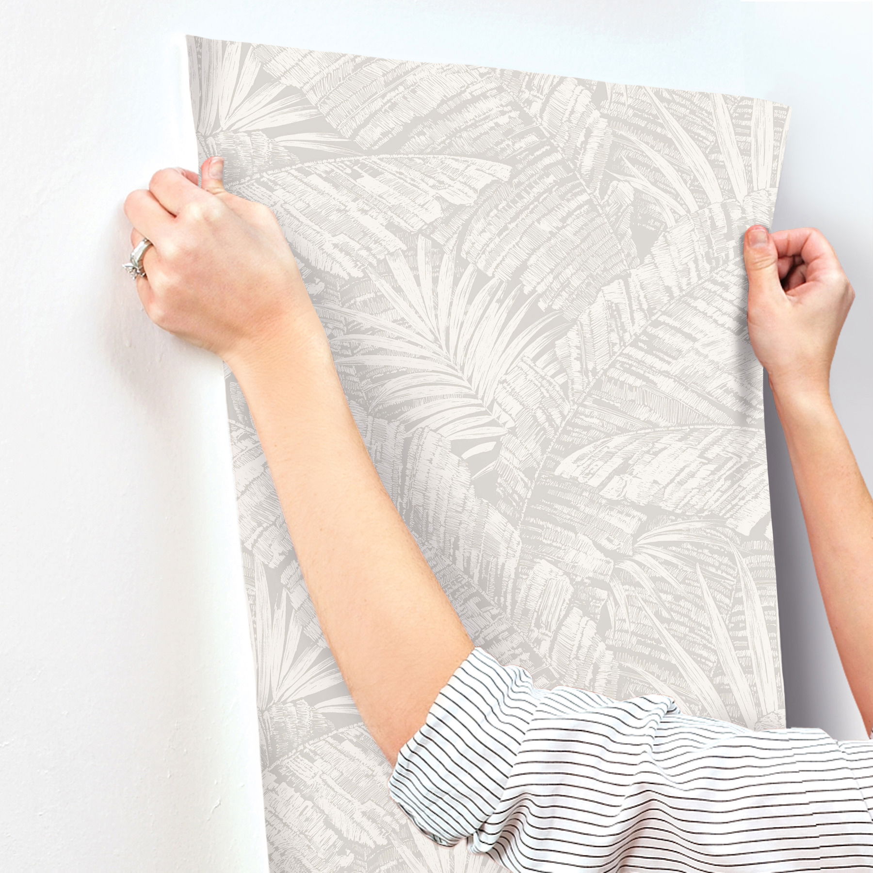 Palm Cove Toile White & Grey Wallpaper large image 