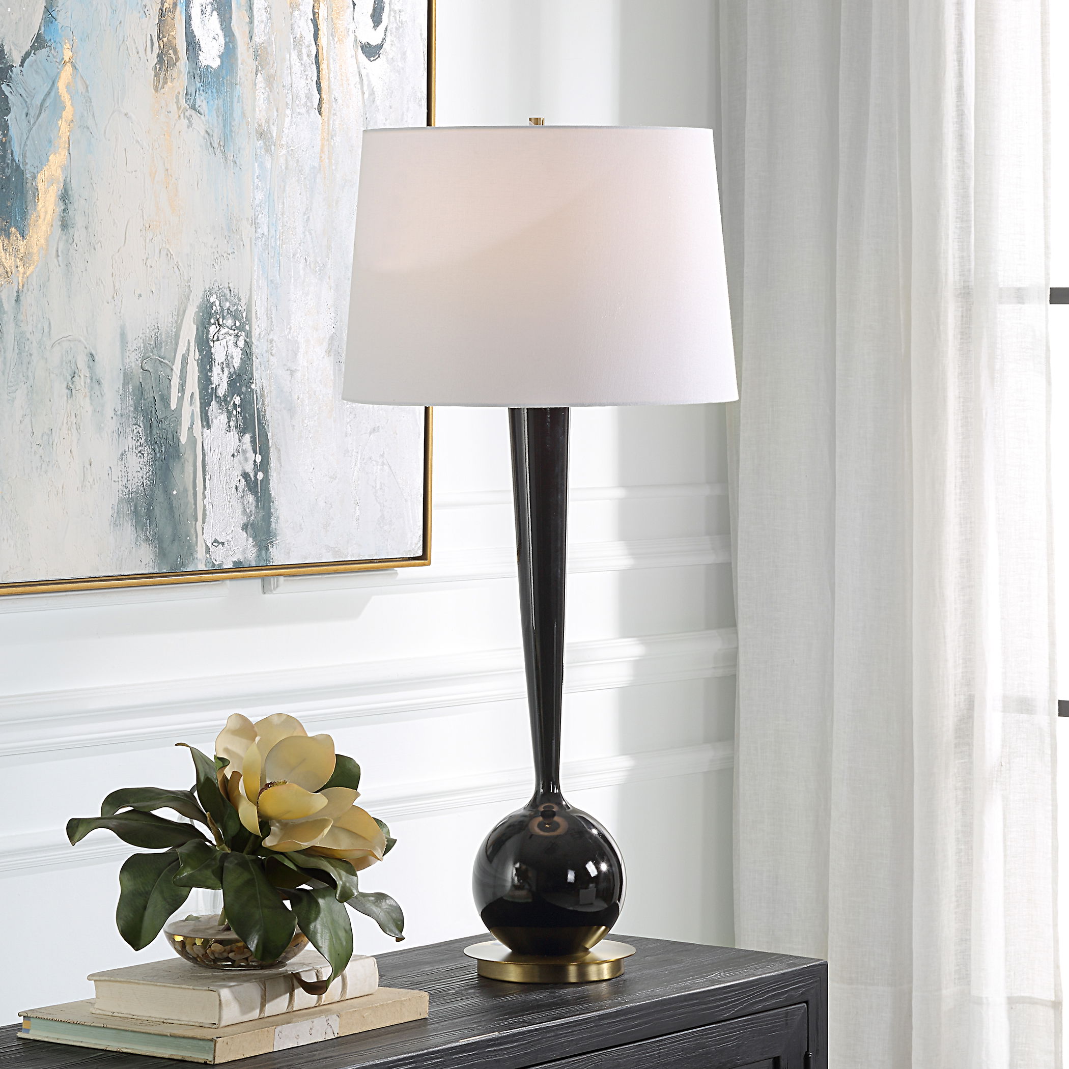 Brielle Polished Black Table Lamp large image 