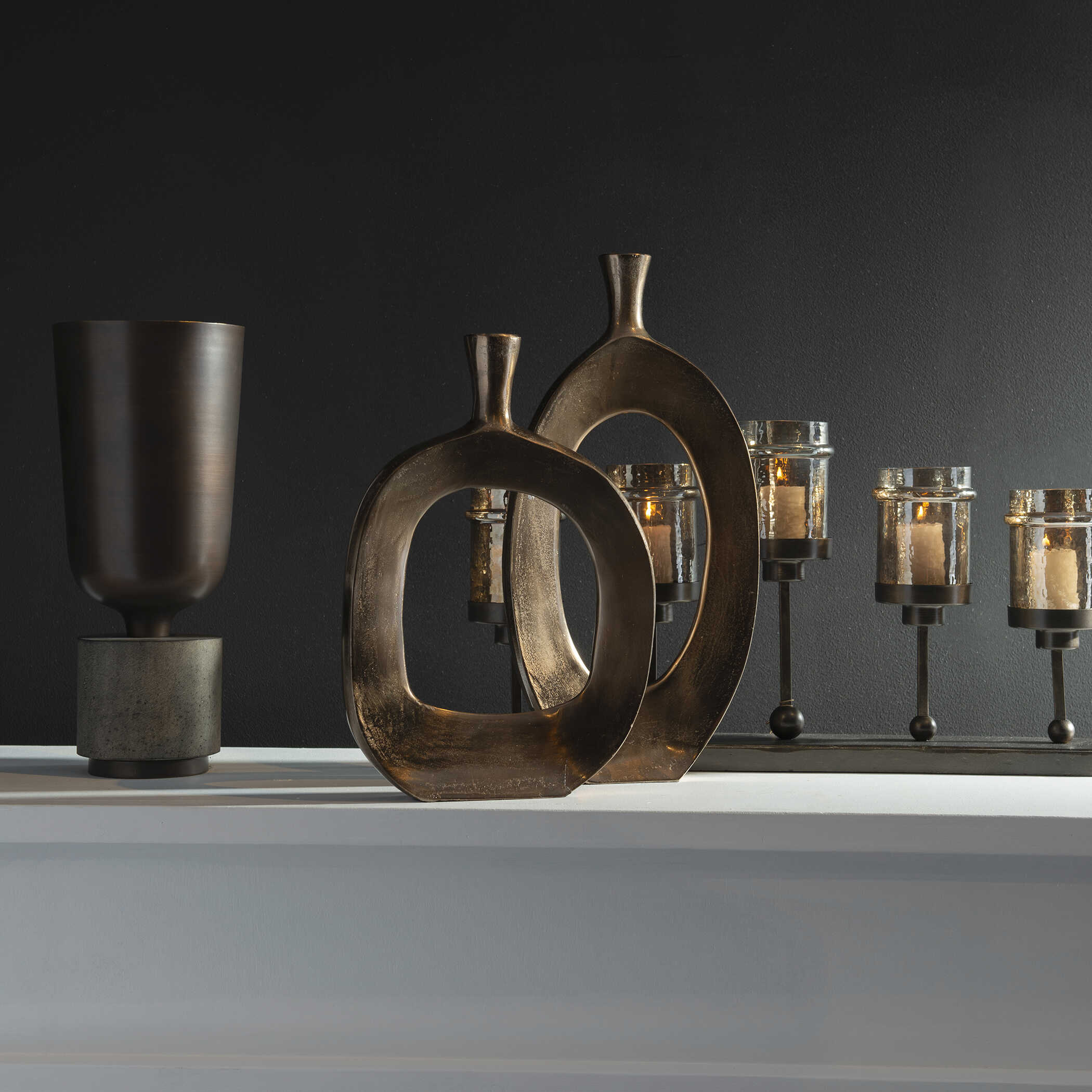 Kyler Textured Bronze Vases Set/2 large image 