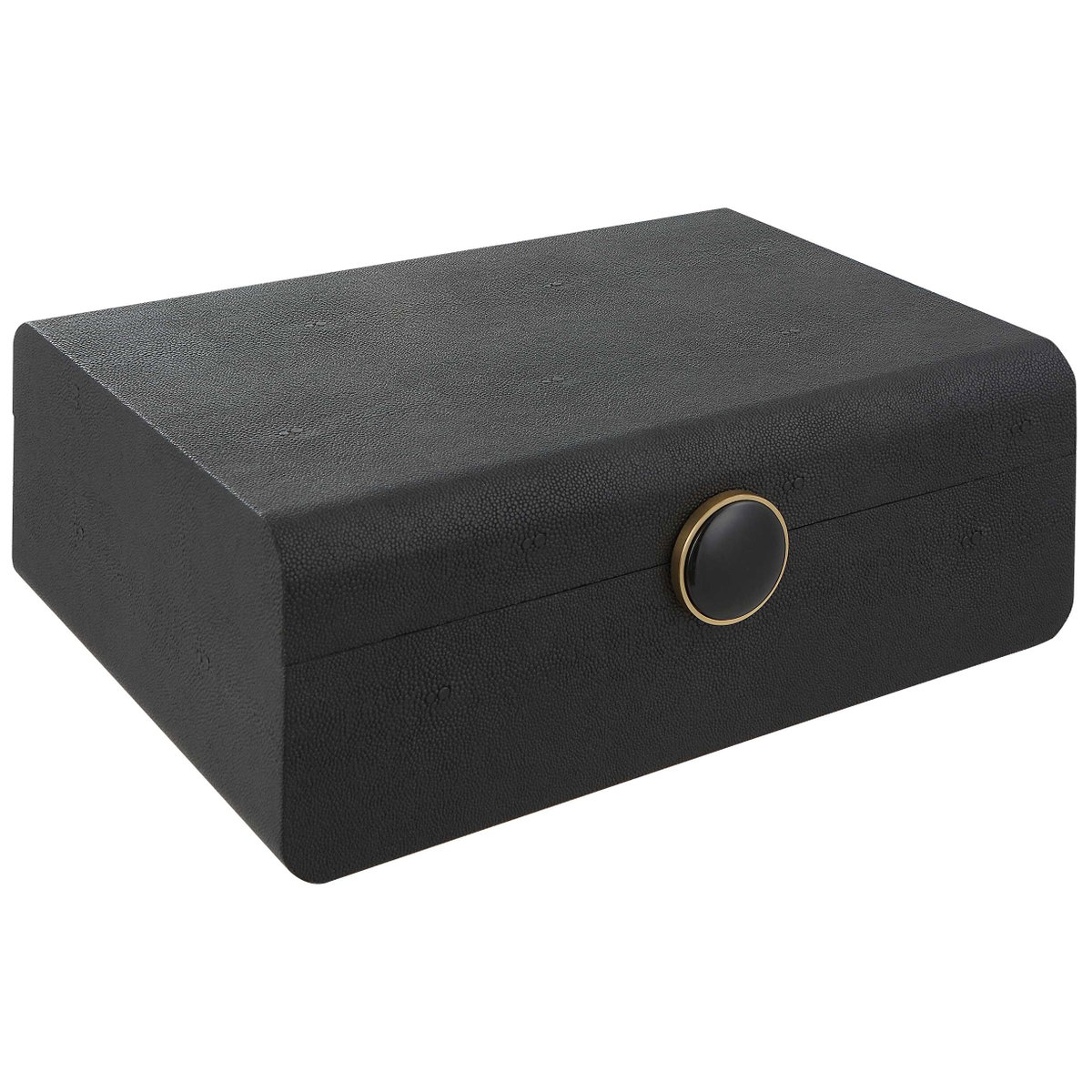 Lalique Black Shagreen Box, Boxe by Uttermost, 12.87" width x 4.5" height x 9" depth View 4