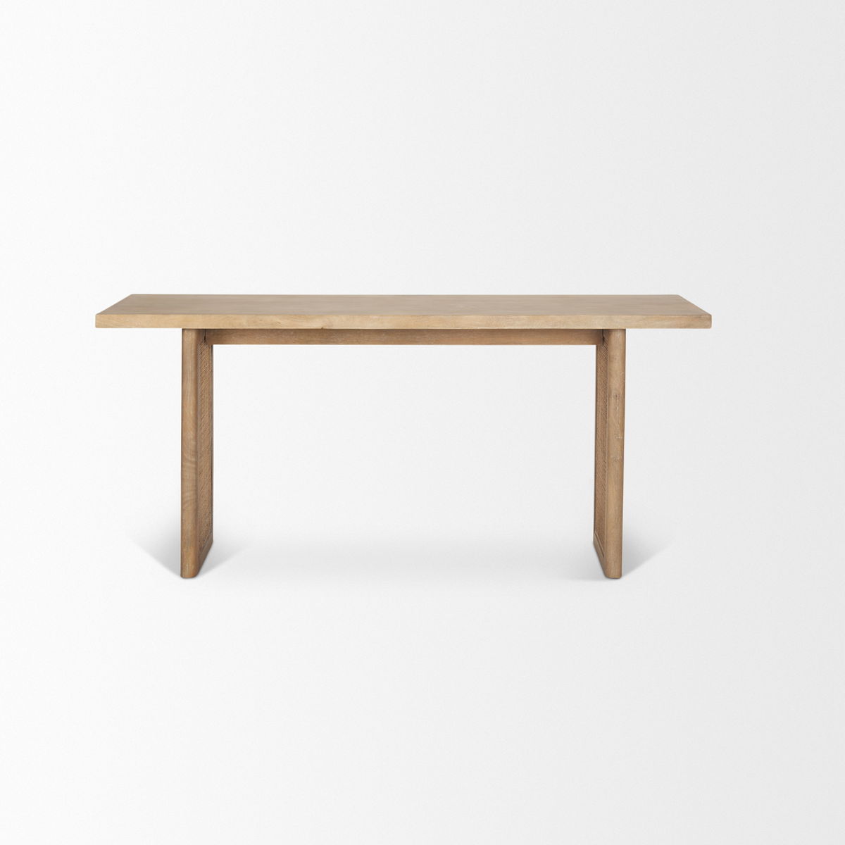 Grier 65' Light Brown Solid Wood with Cane Console Table, by Mercana, 65" length x 16" width x 29" height View 4