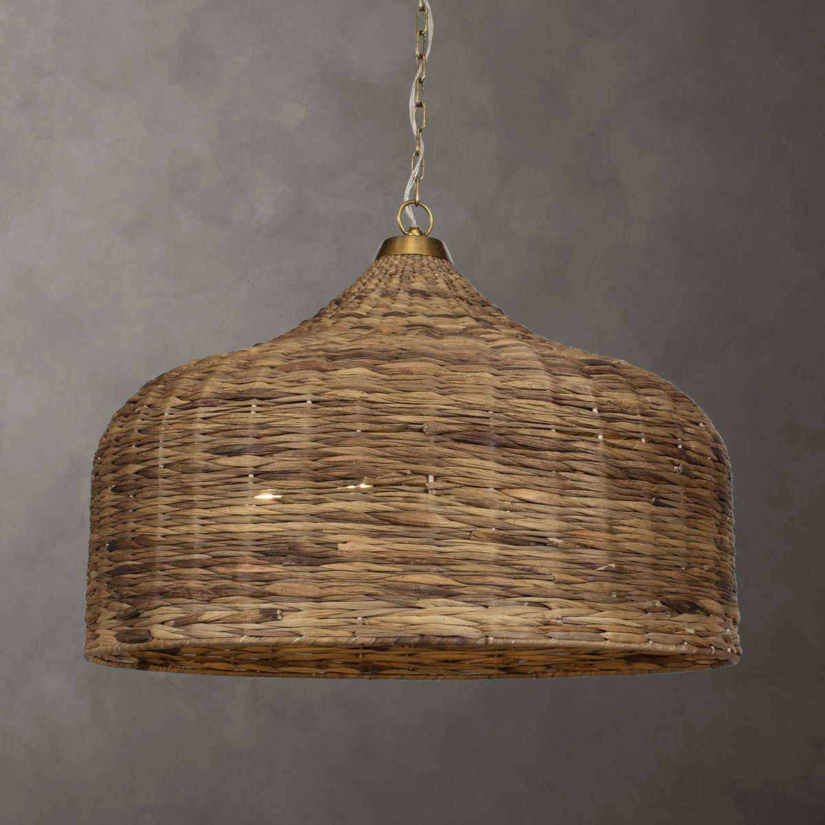 Tauranga Seagrass 5 Light Pendant, Ceiling Light by Uttermost, 30" width x 23" height x 30" diameter x 30" depth View 2