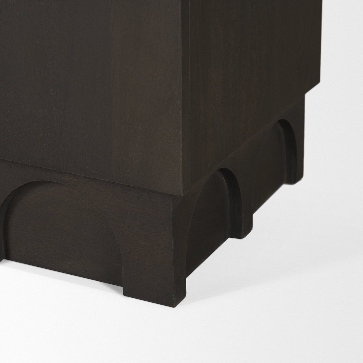 Wagner Dark Brown Wood with Arched Design Accent Cabinet, Cabinets & Chest by Mercana, 40" length x 18" width x 32" height View 14