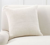 Online Designer Living Room Faye Linen Textured Pillow & Down Alternative Insert Bundle, 20" x 20", Ivory