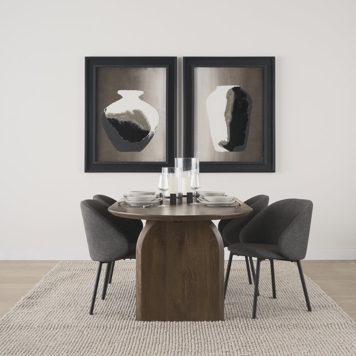 Shannon Contoured Back Dining Side Chair | Gray Fabric with Metal, Dining Chair by Mercana, 22.5" length x 22.75" width x 31.5" height View 2