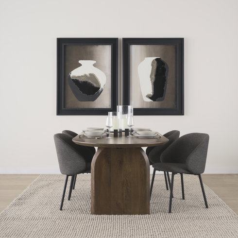 Shannon Contoured Back Dining Side Chair | Gray Fabric with Metal