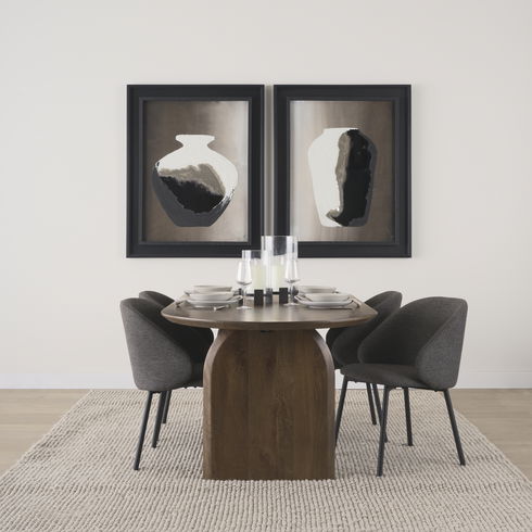 Shannon Dining Chair with Gray Fabric & Matte Black Metal