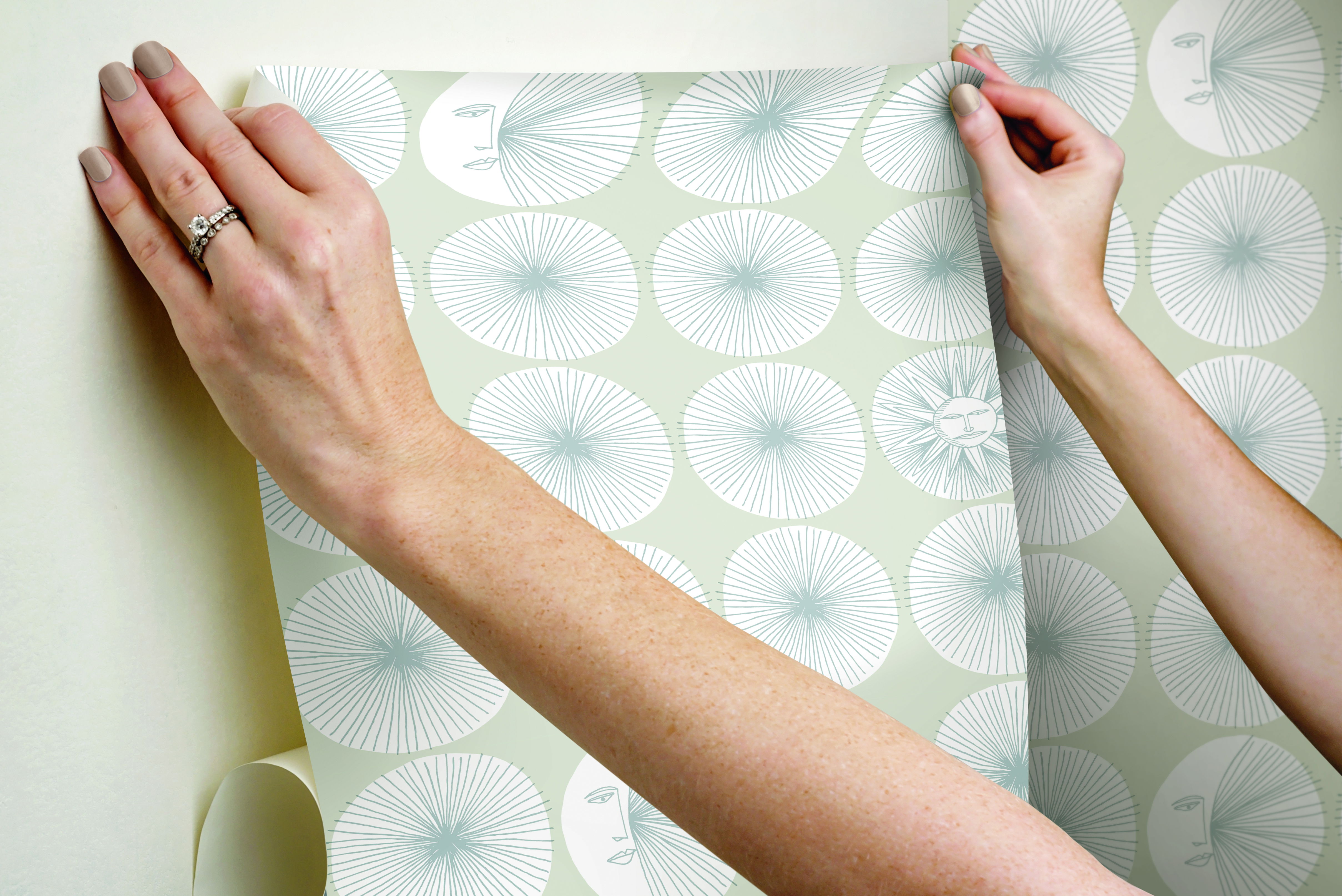 Soho Starburst Silver Peel & Stick Wallpaper large image 