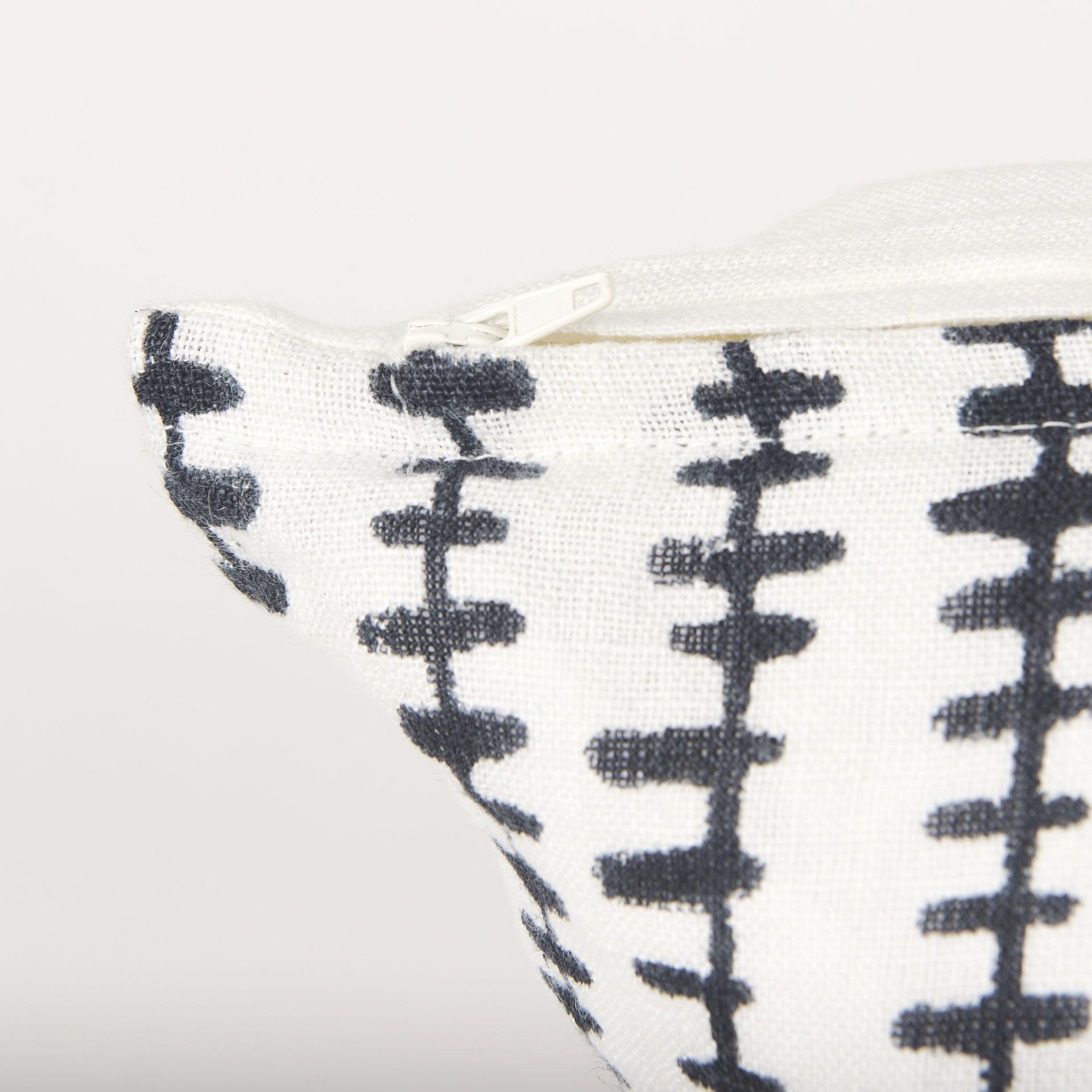 Jenna Cream with Black Print Linen Square Decorative Pillow Cover, by Mercana, 22" length x 22" width x 0.2" height View 10