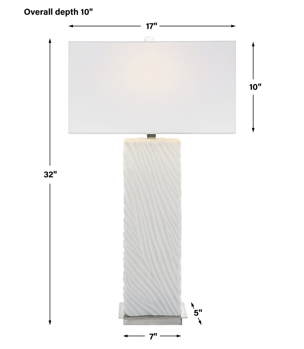 Pillar White Marble Table Lamp, by Uttermost, 17" width x 32" height x 10" depth View 3