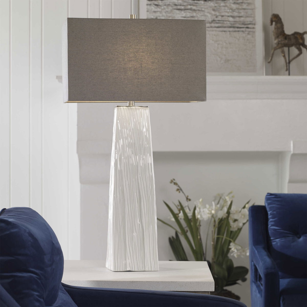 Sycamore White Table Lamp, by Uttermost, 19" width x 36" height x 11" depth View 2