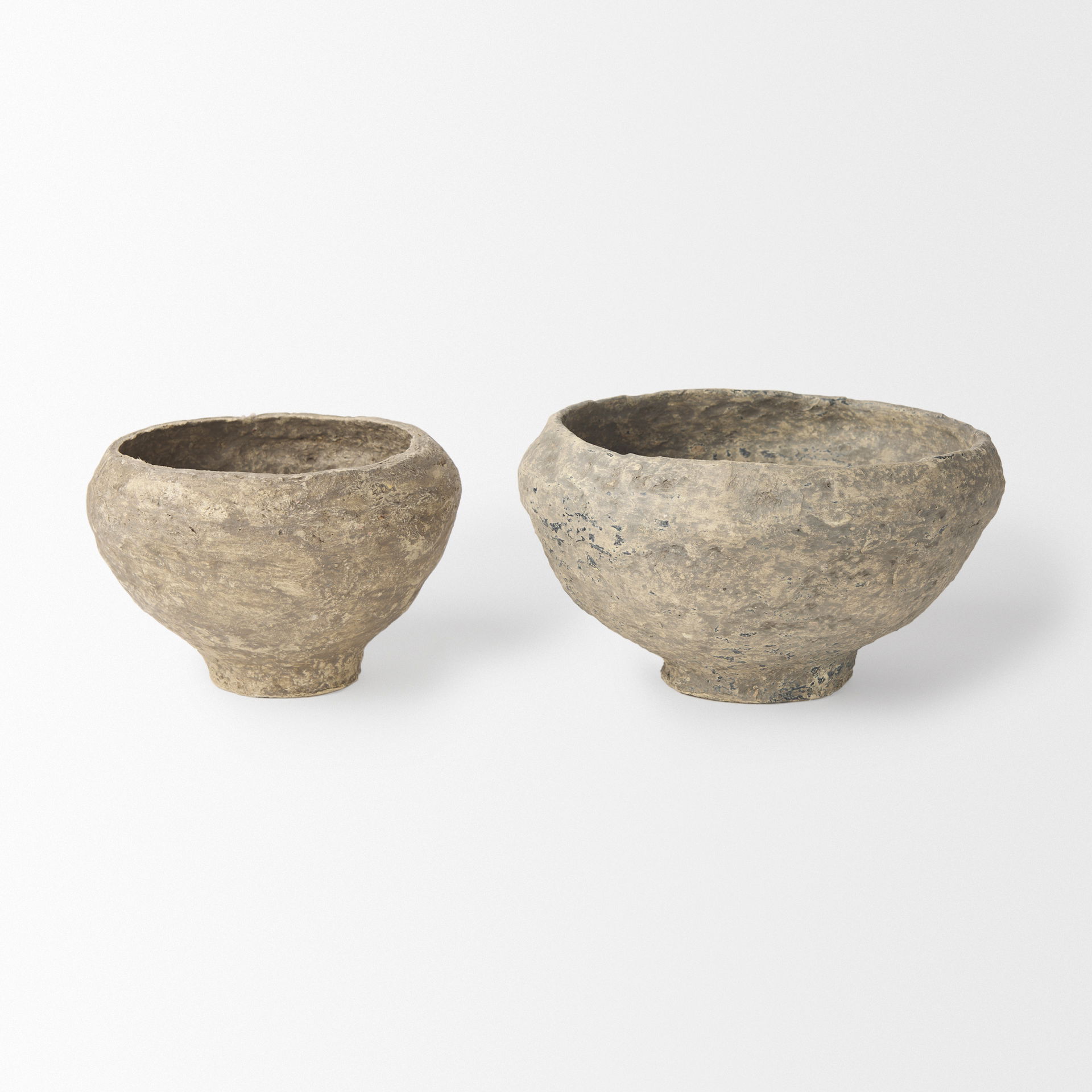 Sonu Set of 2 Gray Paper Mache Half-Pot Bowls, Decorative Bowl by Mercana, 12" length x 12" width x 8.5" height View 4