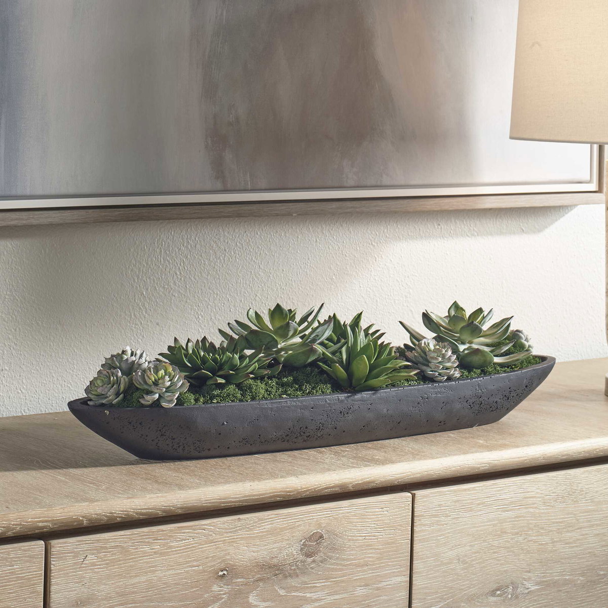 Verde Succulent Centerpiece In Bowl, Artificial Plants & Flower by Uttermost, 29" width x 6" height x 8" depth View 3