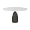 Maxwell 48L x 48W x 30H Round White Marble Top with Black Metal and Wood Pedestal Base Dining Table thumbnail 0