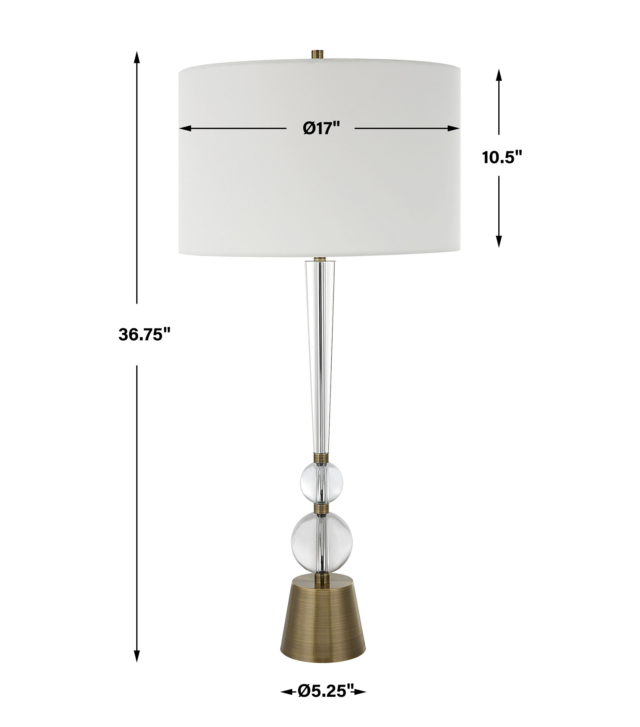 Annily Crystal Table Lamp, by Uttermost, 17" width x 36.75" height x 17" depth View 3